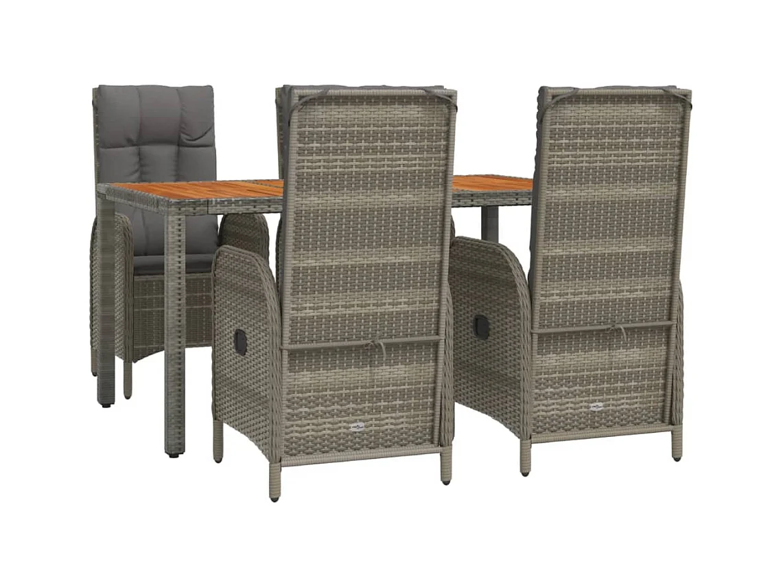 Addison  Ensemble à manger de jardin 5 pcs coussins gris résine tressée