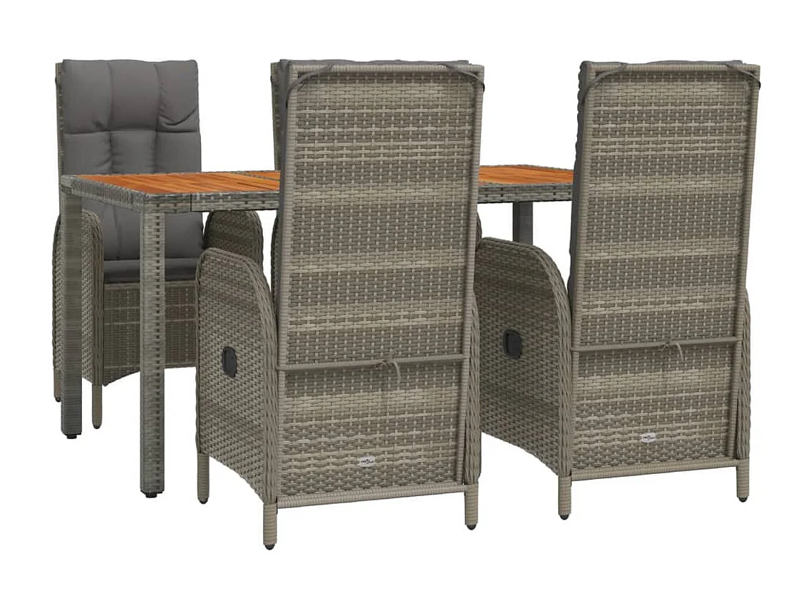 Addison  Ensemble à manger de jardin 5 pcs coussins gris résine tressée