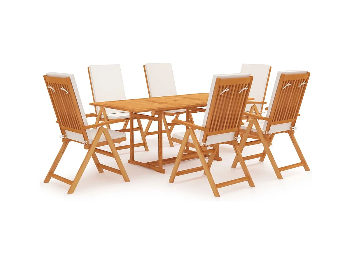 Mariaheide  Ensemble à manger de jardin 7 pcs coussins Bois de teck massif