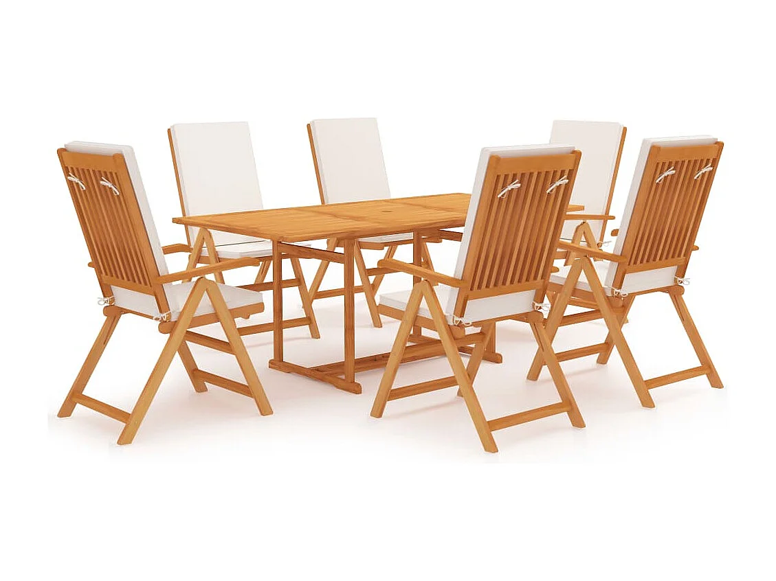 Mariaheide  Ensemble à manger de jardin 7 pcs coussins Bois de teck massif