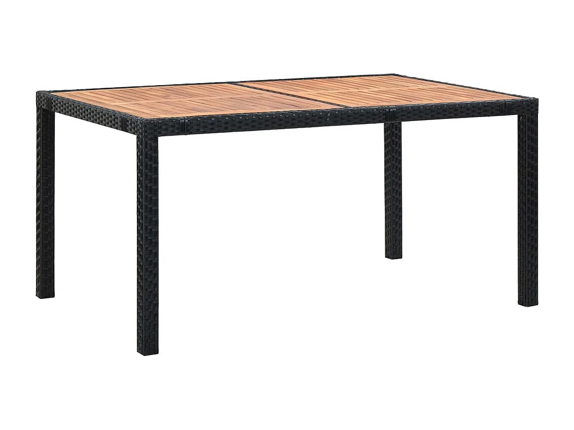 André-Félix  Ensemble à manger d'extérieur 7pcs Résine tressée acacia Noir