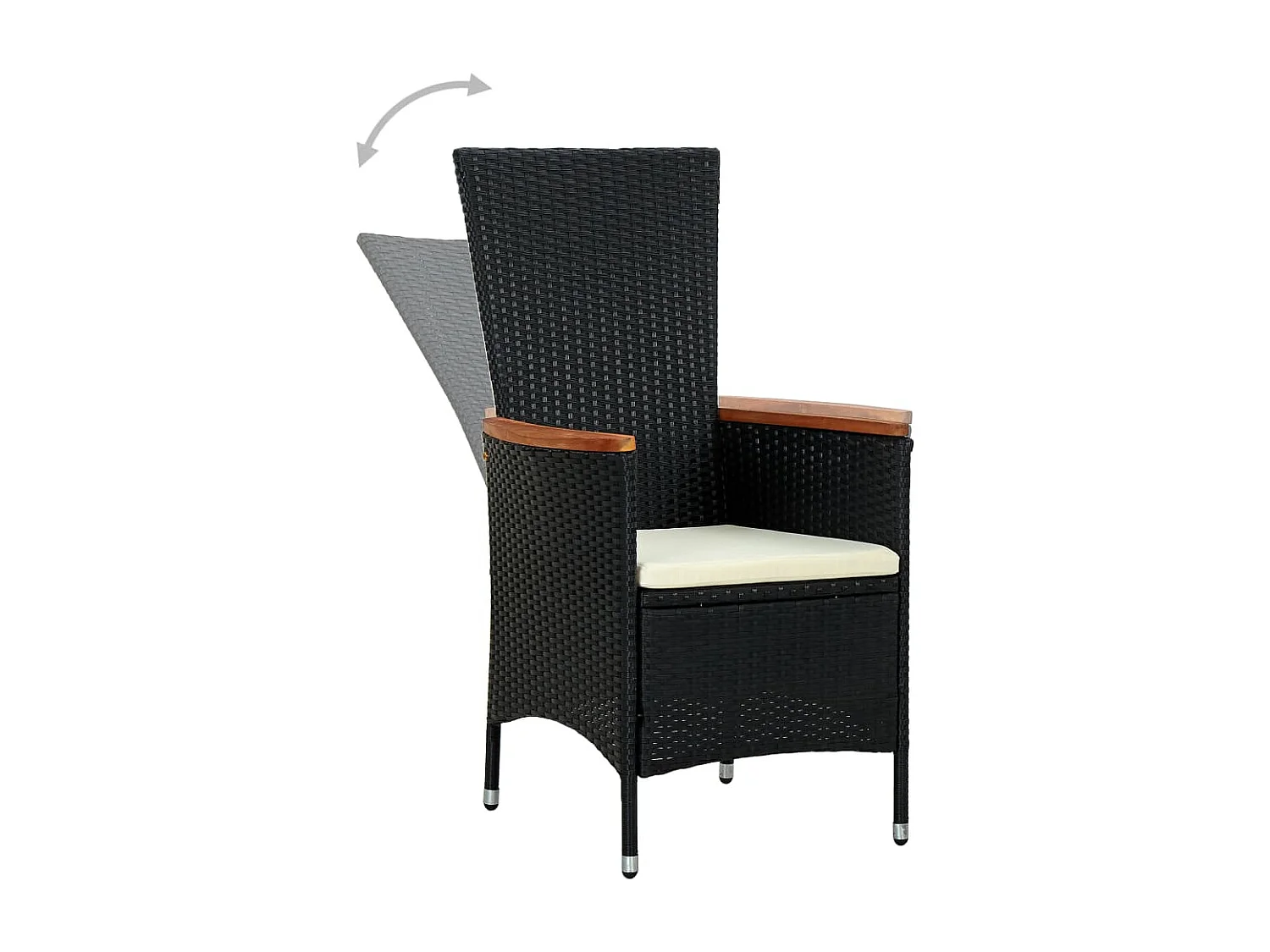 André-Félix  Ensemble à manger d'extérieur 7pcs Résine tressée acacia Noir