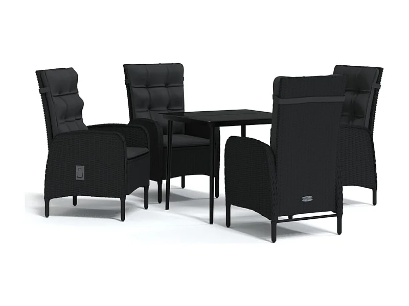 Vernon  Ensemble à manger de jardin avec coussins 5 pcs Noir