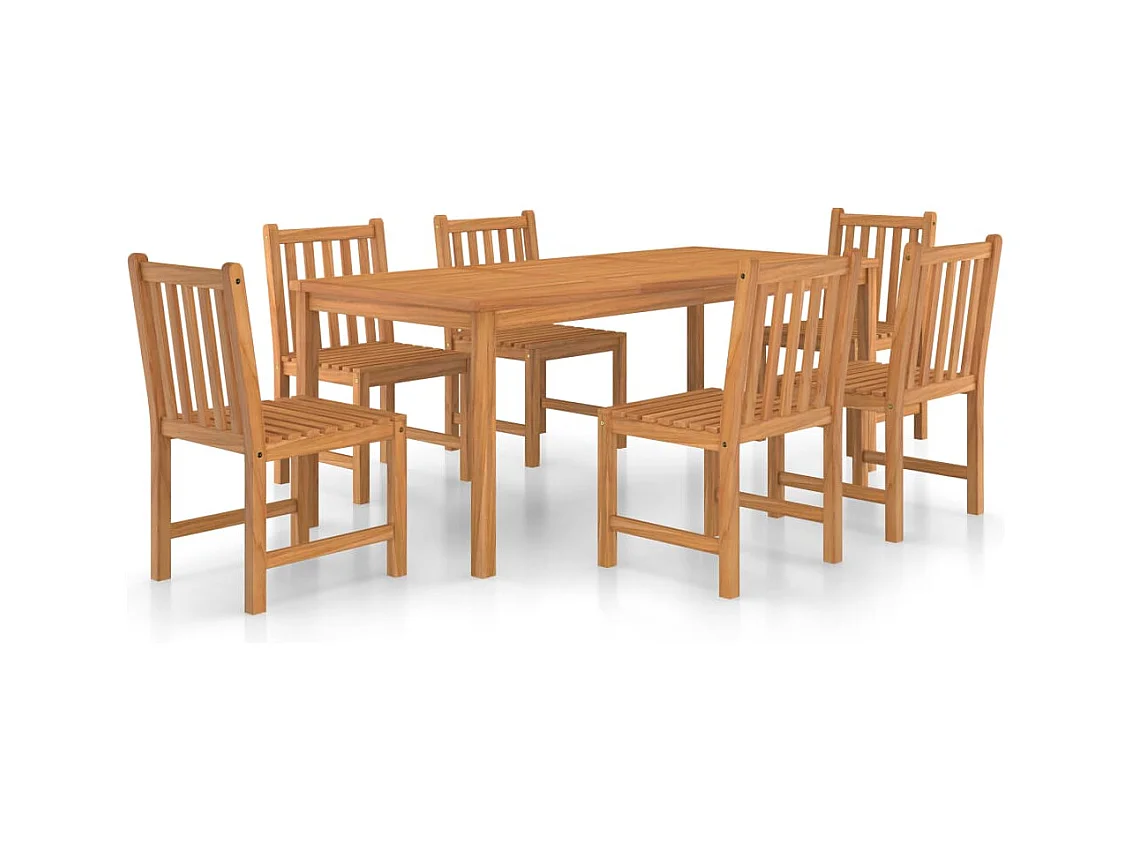Reese  Conjunto de comedor de jardín de 7 piezas, 180 x 90 cm, madera maciza de teca