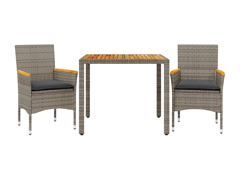 Ana Luisa  3-delige Tuinset met kussens poly rattan en acaciahout grijs