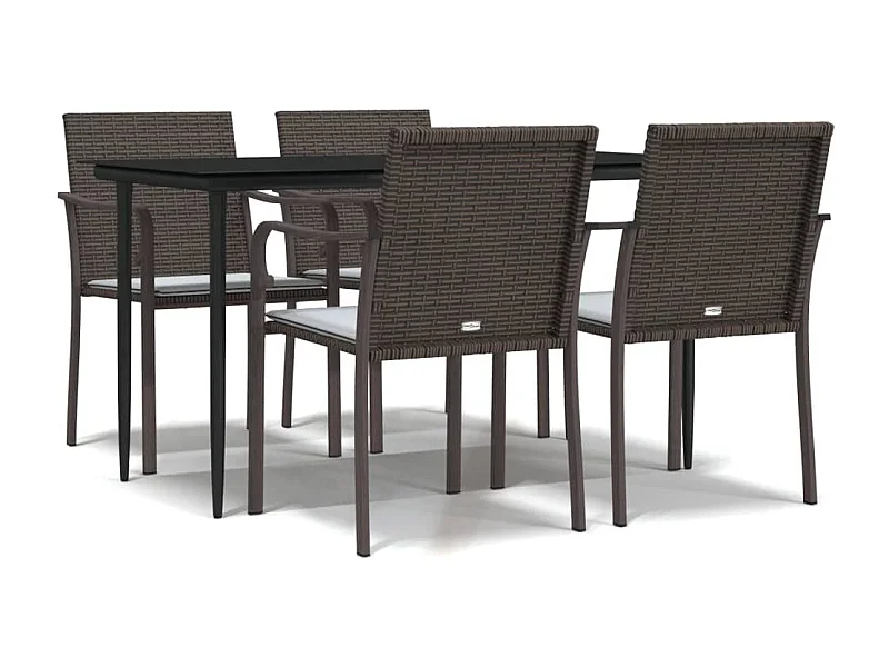 Tholen  Ensemble à manger de jardin 5 pcs coussins résine tressée acier