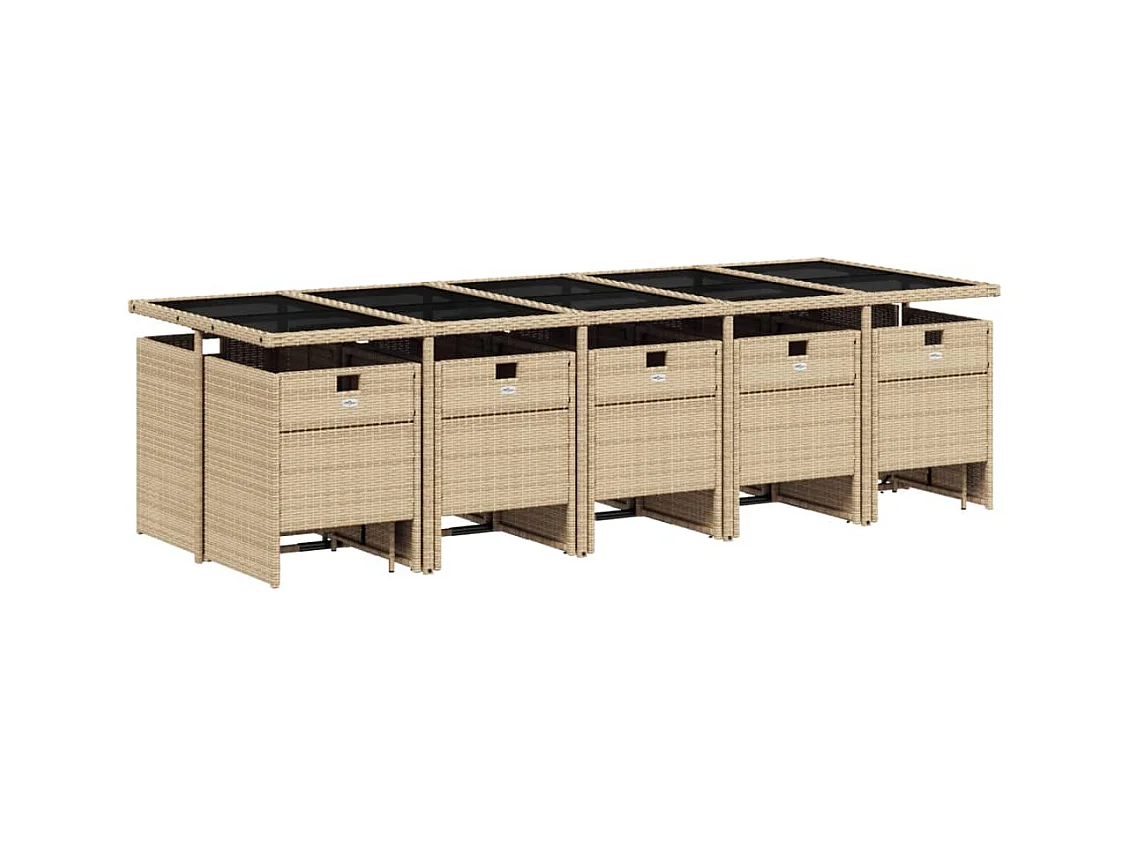 Bonno  Ensemble à manger de jardin et coussins 15 pcs beige