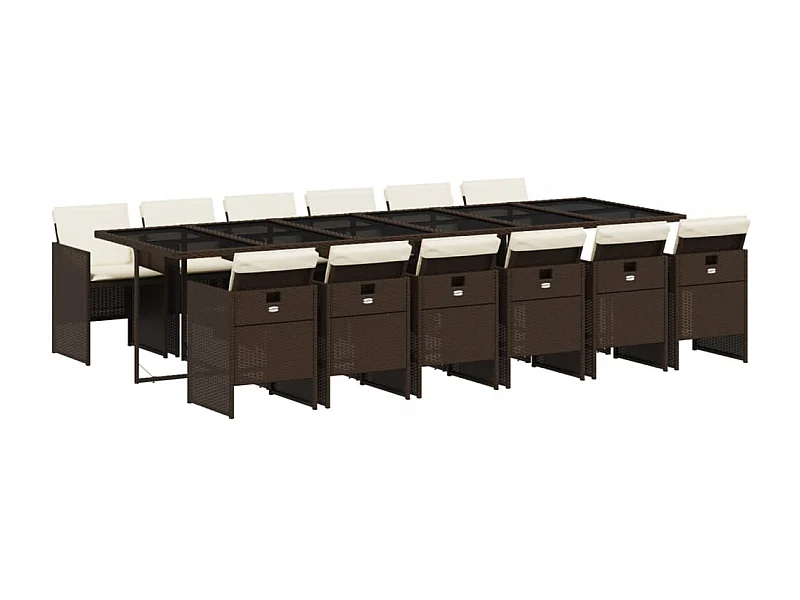 Jesse  13-delige Tuinset met kussens poly rattan bruin