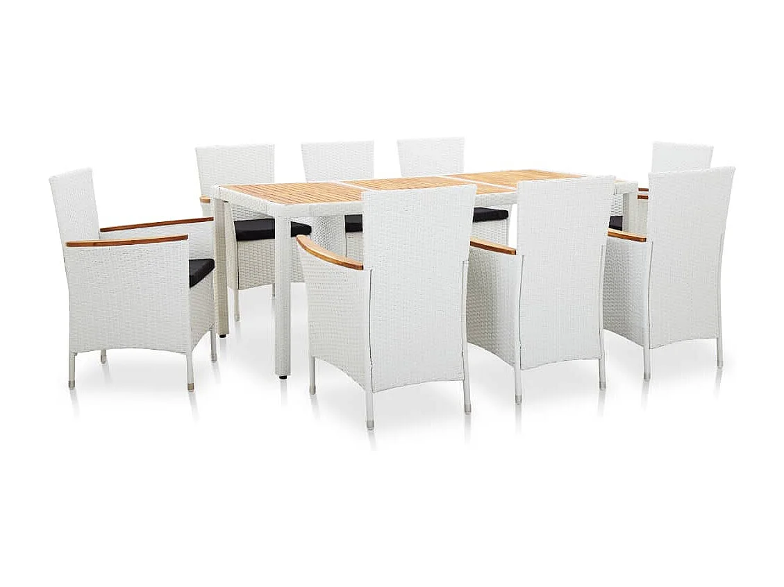 Horindor  9-delige Tuinset poly rattan wit