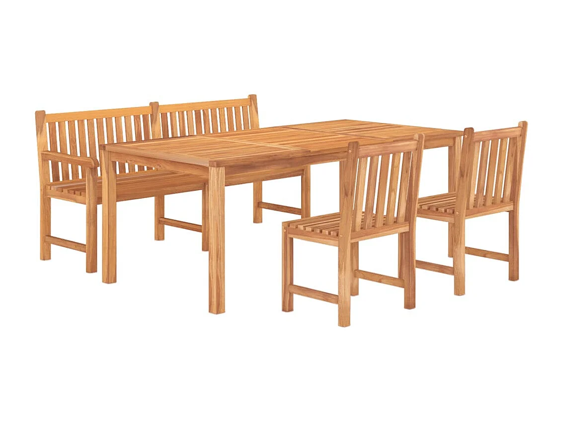 Kemale  4-delige Tuinset massief teakhout