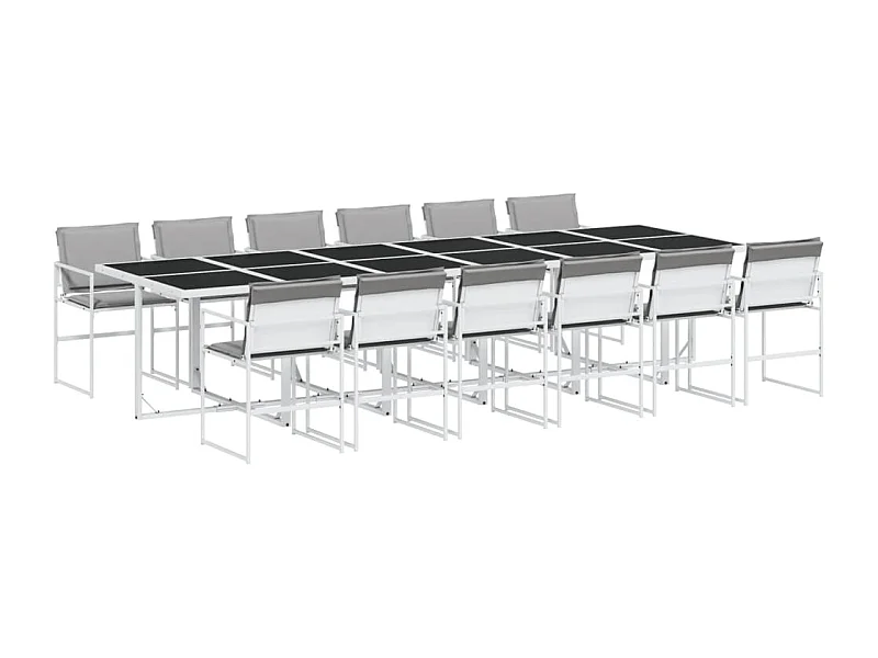 Bardstown  Ensemble à manger de jardin avec coussins 13pcs blanc textilène