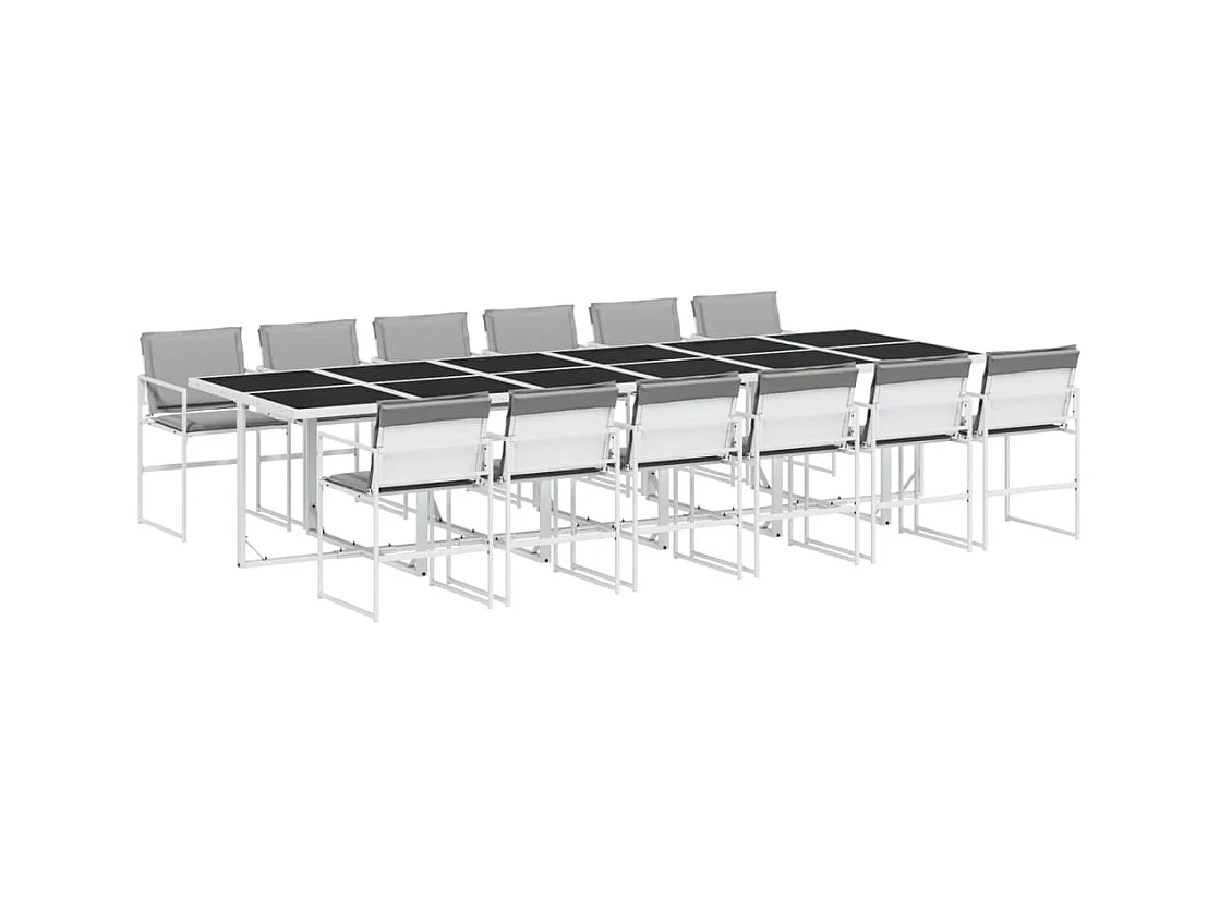 Bardstown  Ensemble à manger de jardin avec coussins 13pcs blanc textilène