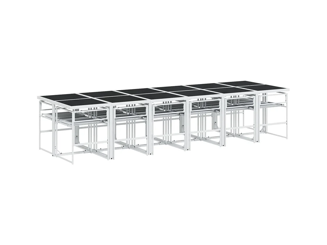 Bardstown  Ensemble à manger de jardin avec coussins 13pcs blanc textilène