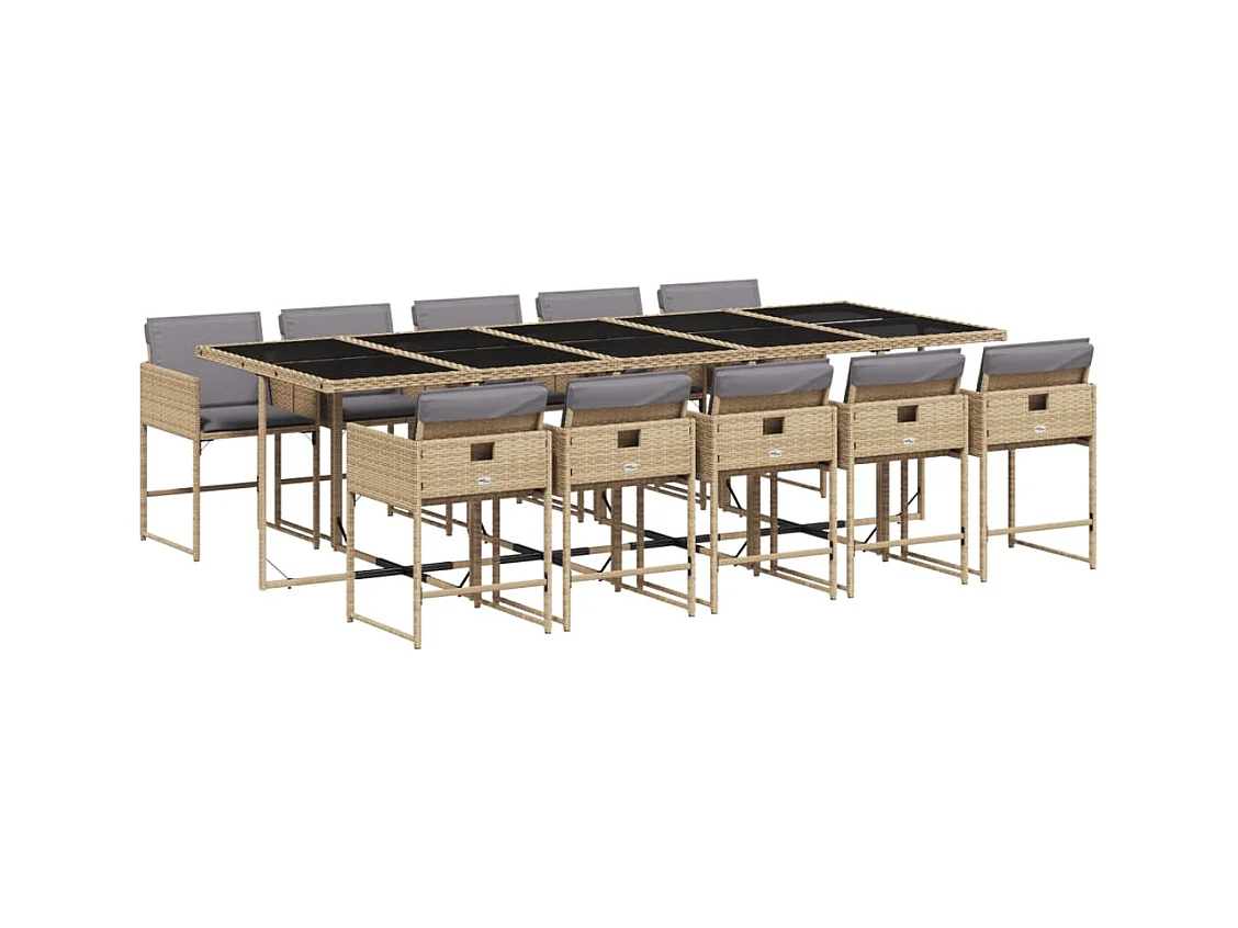Sener  Ensemble à manger de jardin et coussins 11 pcs mélange beige