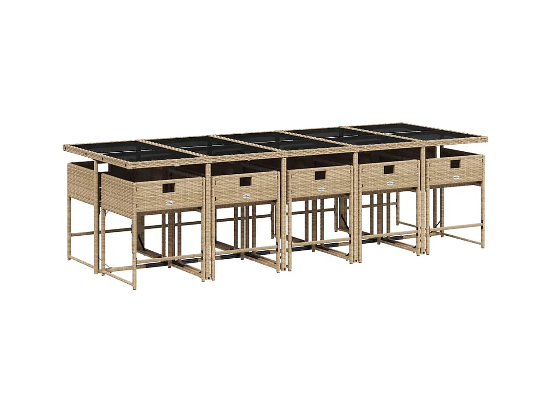 Sener  Ensemble à manger de jardin et coussins 11 pcs mélange beige
