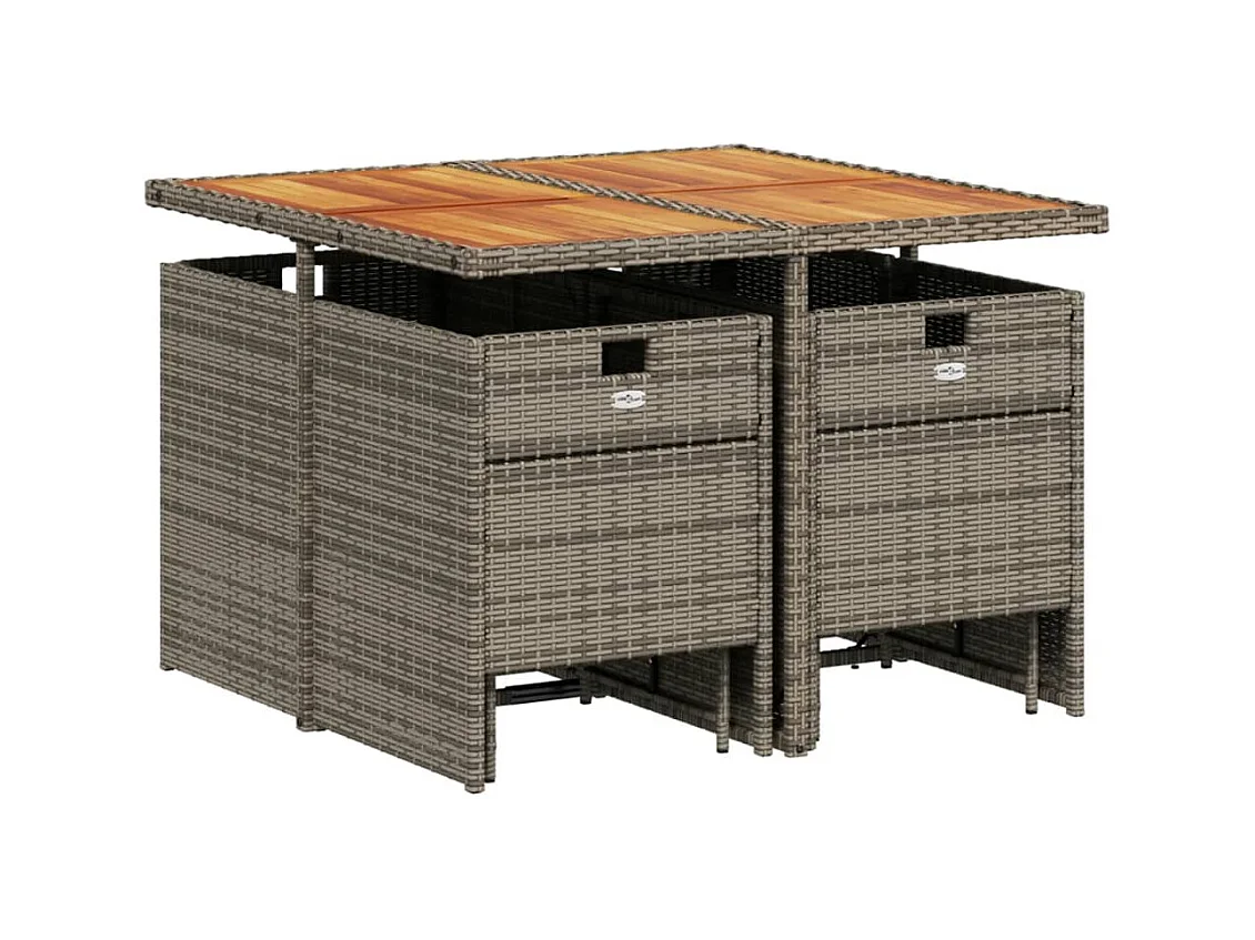 Steno  Ensemble à manger de jardin 9 pcs coussins gris résine tressée