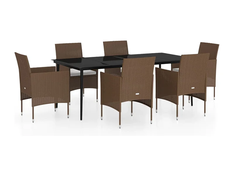 Cesarino  7-delige Tuinset met kussens bruin en zwart