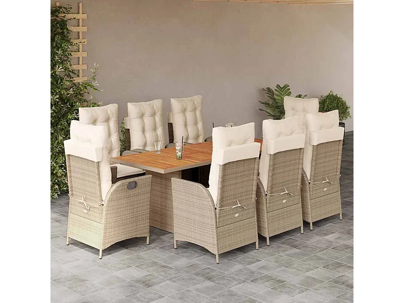 La Palma  9-delige Tuinset met kussens poly rattan beige