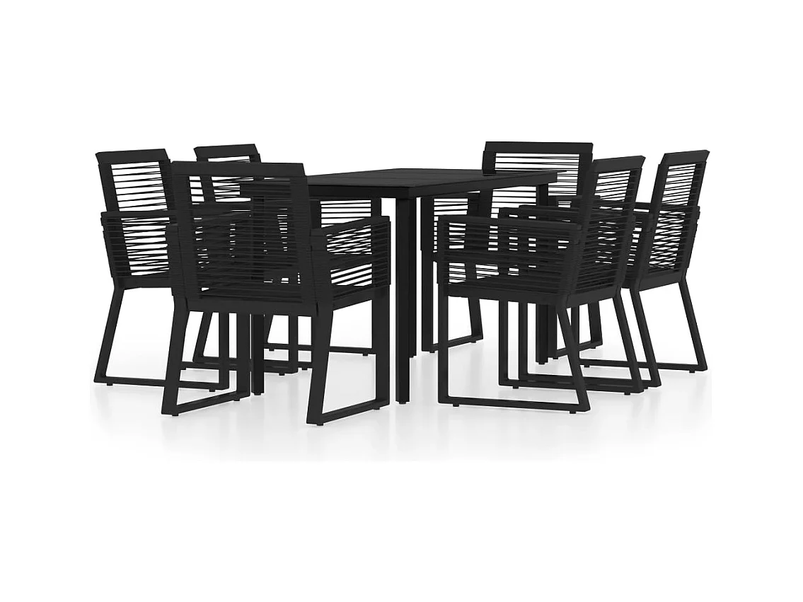 Wendell  Ensemble à manger de jardin 7 pcs Noir