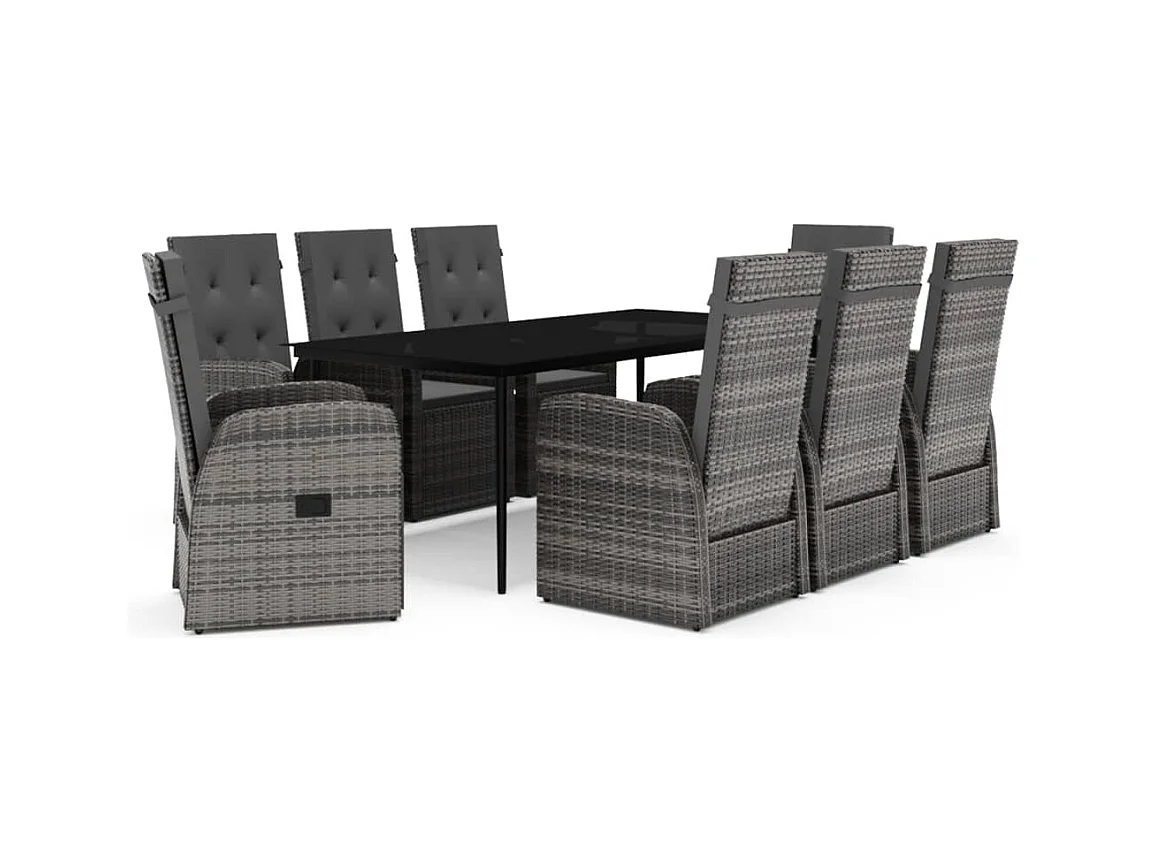 Stubbekøbing  Ensemble à manger de jardin avec coussins 9 pcs Gris