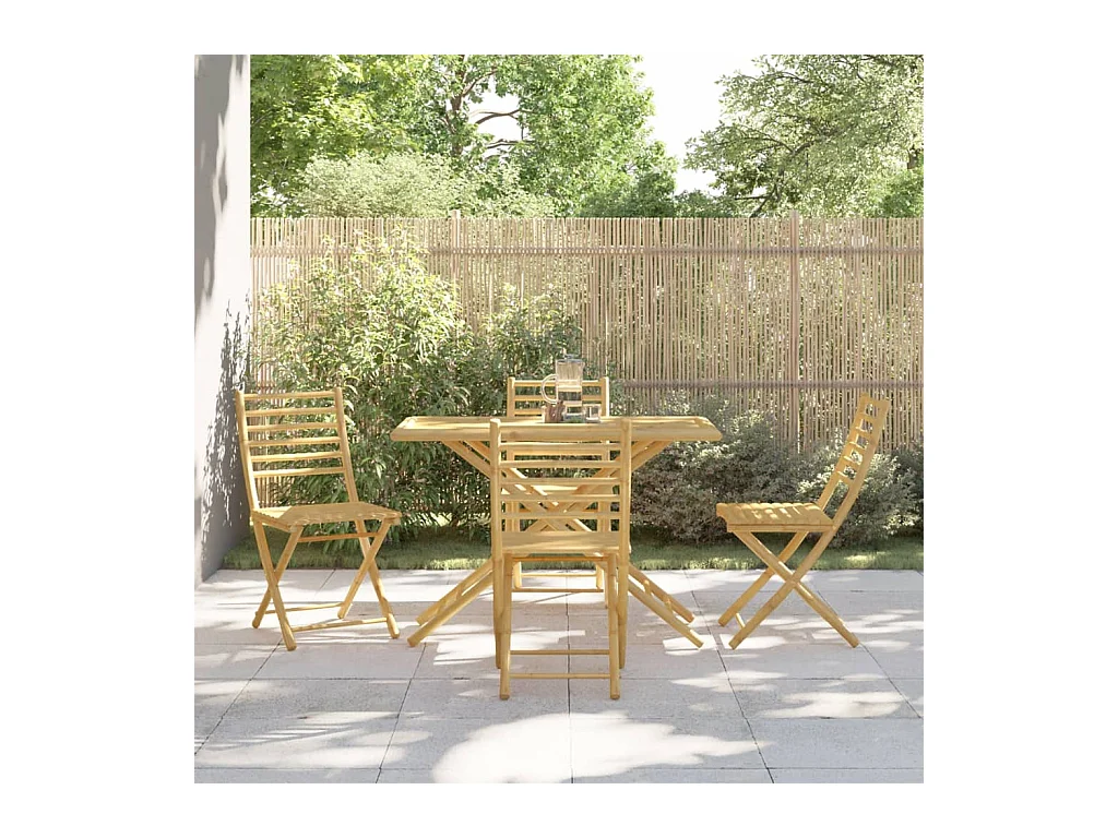 Garden Furniture -  Juego de comedor de jardín 5 piezas bambú