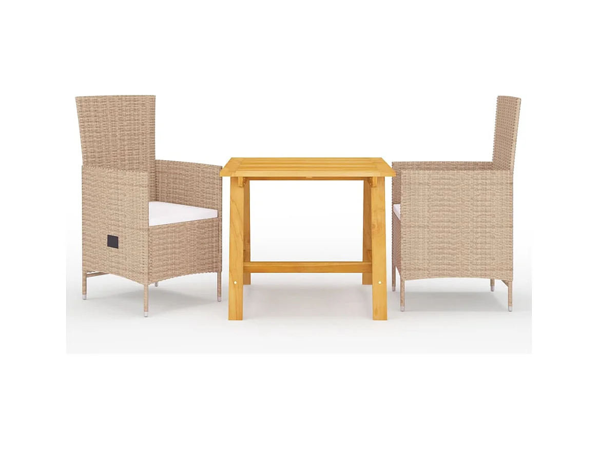 Yildiz  Ensemble à manger de jardin 3 pcs Beige