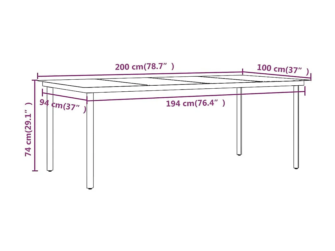 Prolenta Premium -  Ensemble à manger de jardin coussins 9 pcs Résine tressée Verre