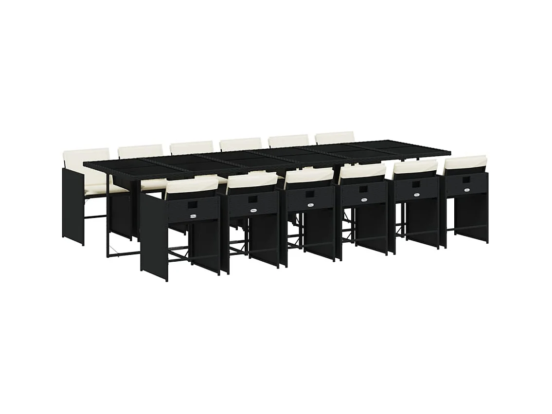 Zele  Ensemble à manger de jardin 13 pcs coussins noir résine tressée