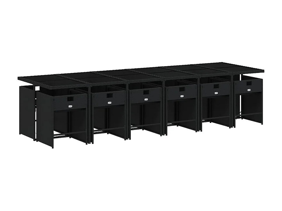 Zele  Ensemble à manger de jardin 13 pcs coussins noir résine tressée