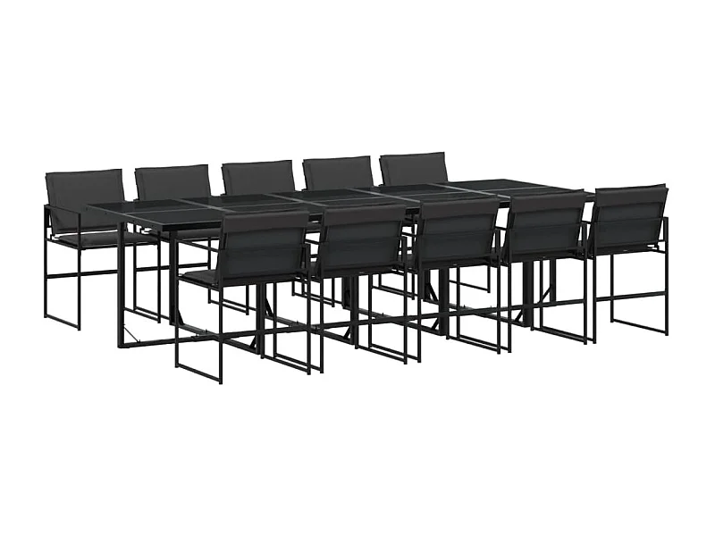 Francis  Juego de comedor de jardín 11 pzas con cojines textileno negro