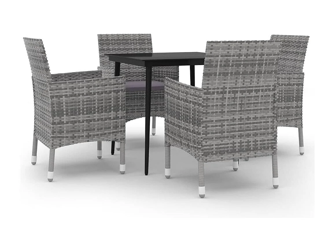 Prolenta Premium -  Ensemble à manger de jardin coussins 5 pcs Résine tressée Verre