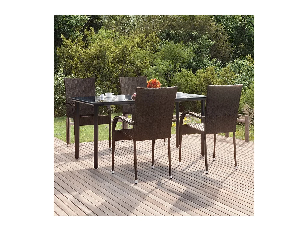 Stoughton  5-delige Tuinset poly rattan bruin