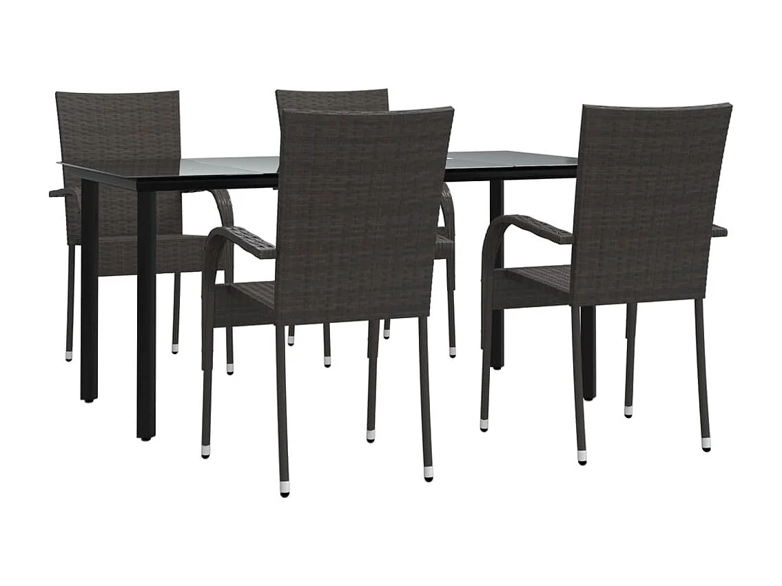 Stoughton  Ensemble à manger de jardin 5 pcs Marron Résine tressée