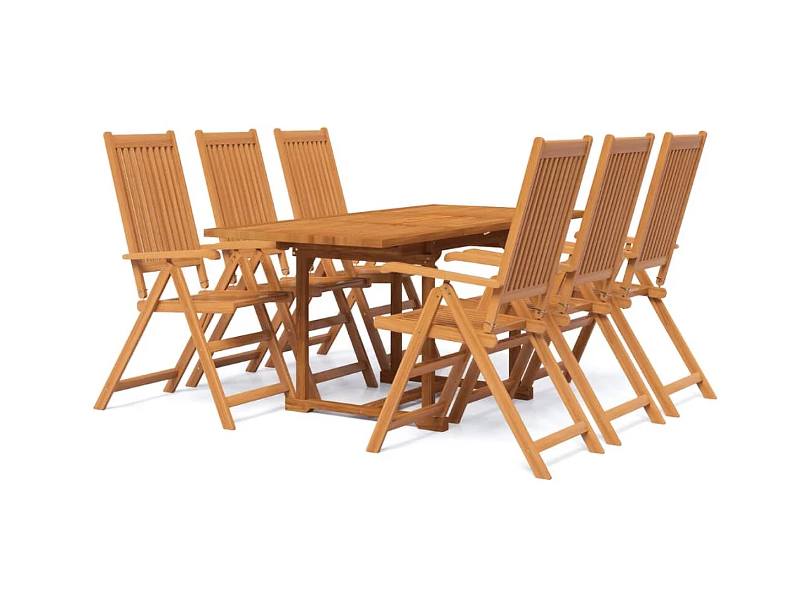 Sterre  Juego de comedor de jardín 7 piezas madera maciza de acacia