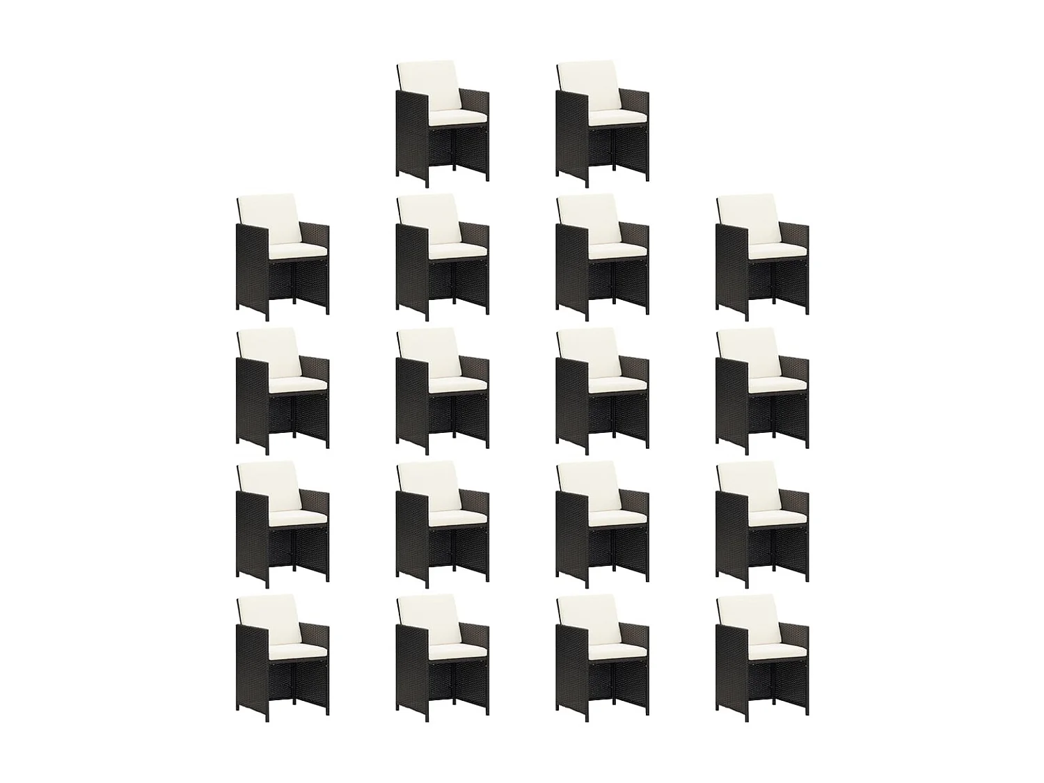 Browns Mills  Ensemble à manger de jardin coussins 19 pcs Résine tressée Noir