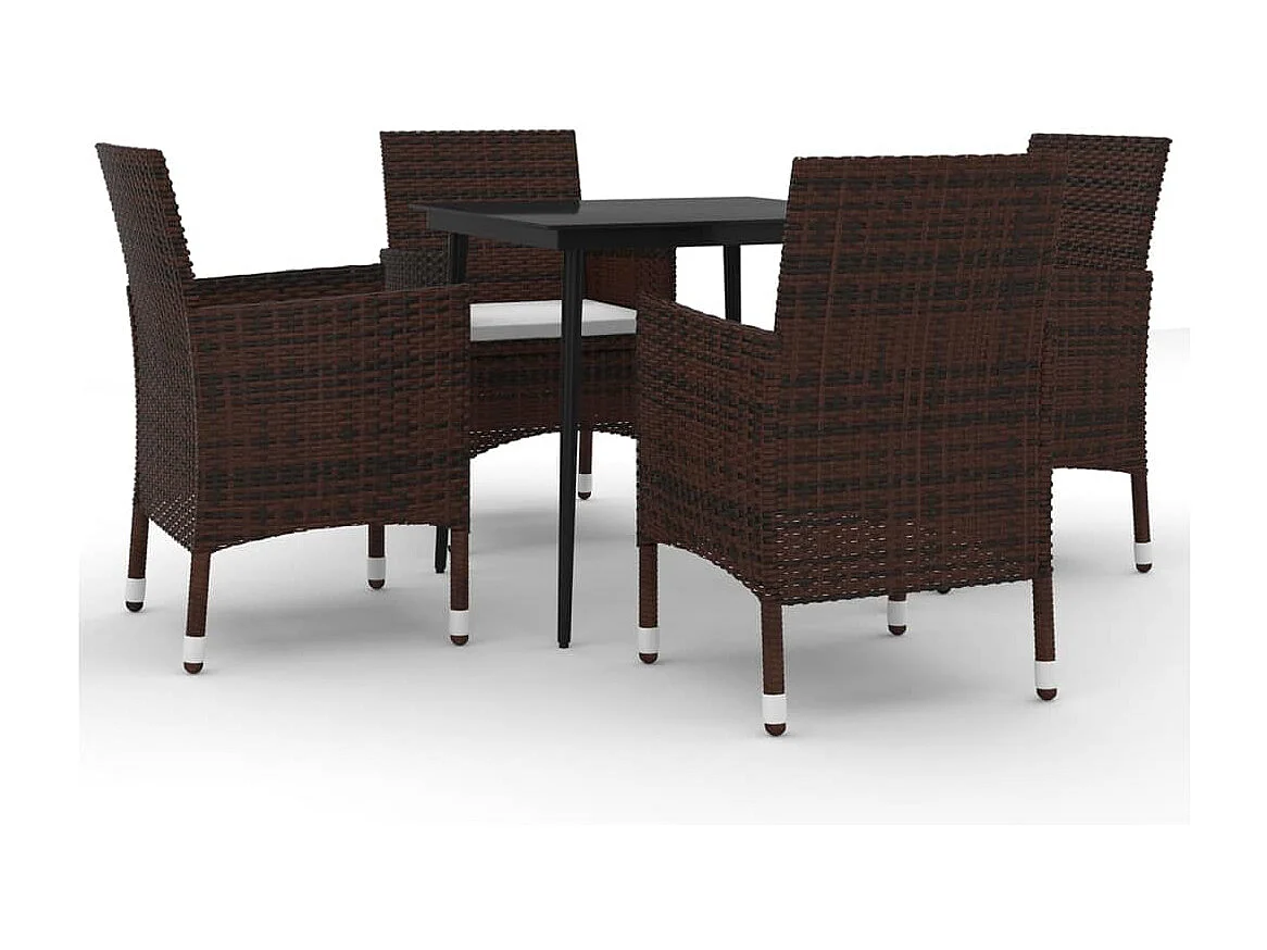 Carlinville  5-delige Tuinset met kussens poly rattan en glas