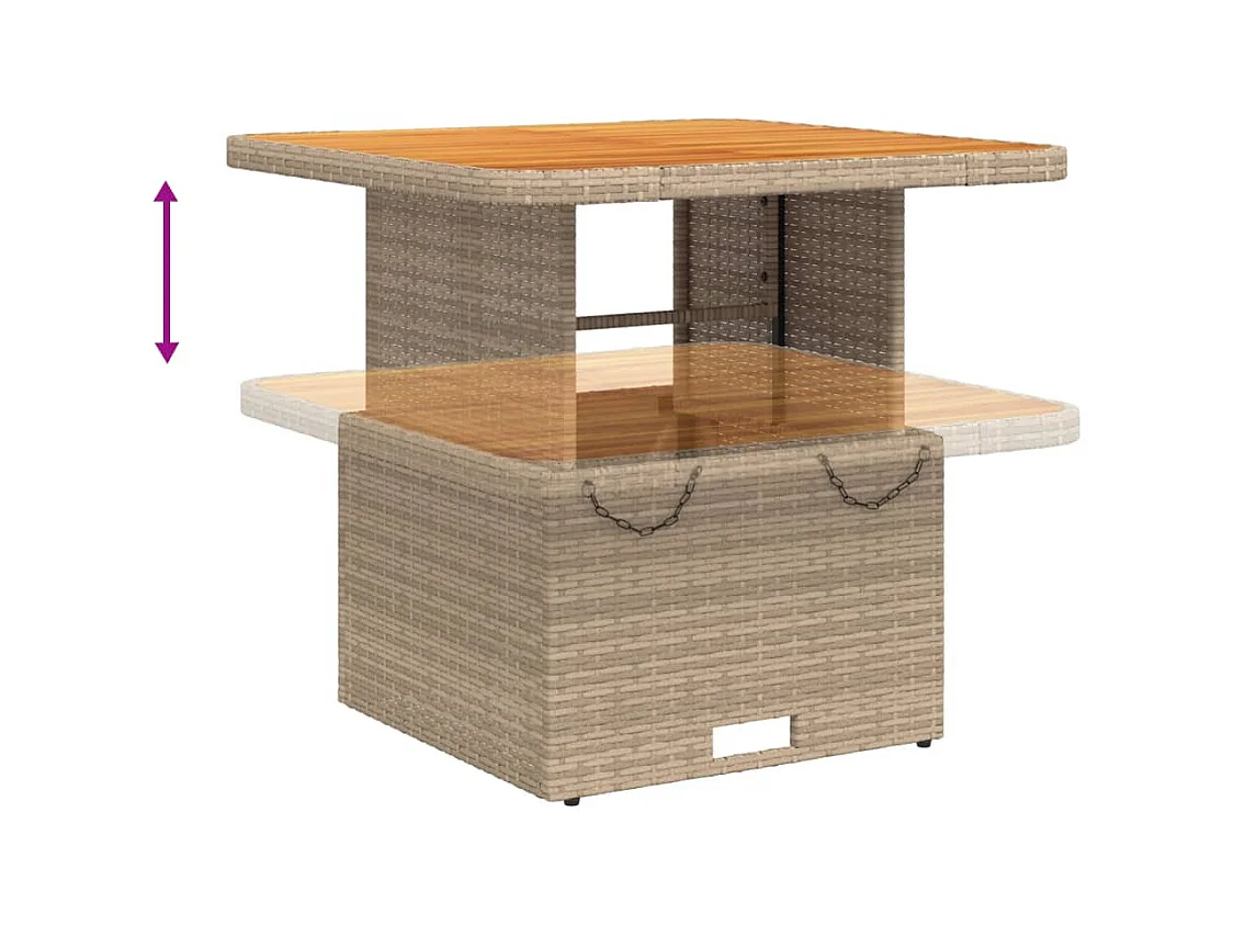 Ylva  Ensemble à manger de jardin et coussins 3 pcs Beige poly rotin