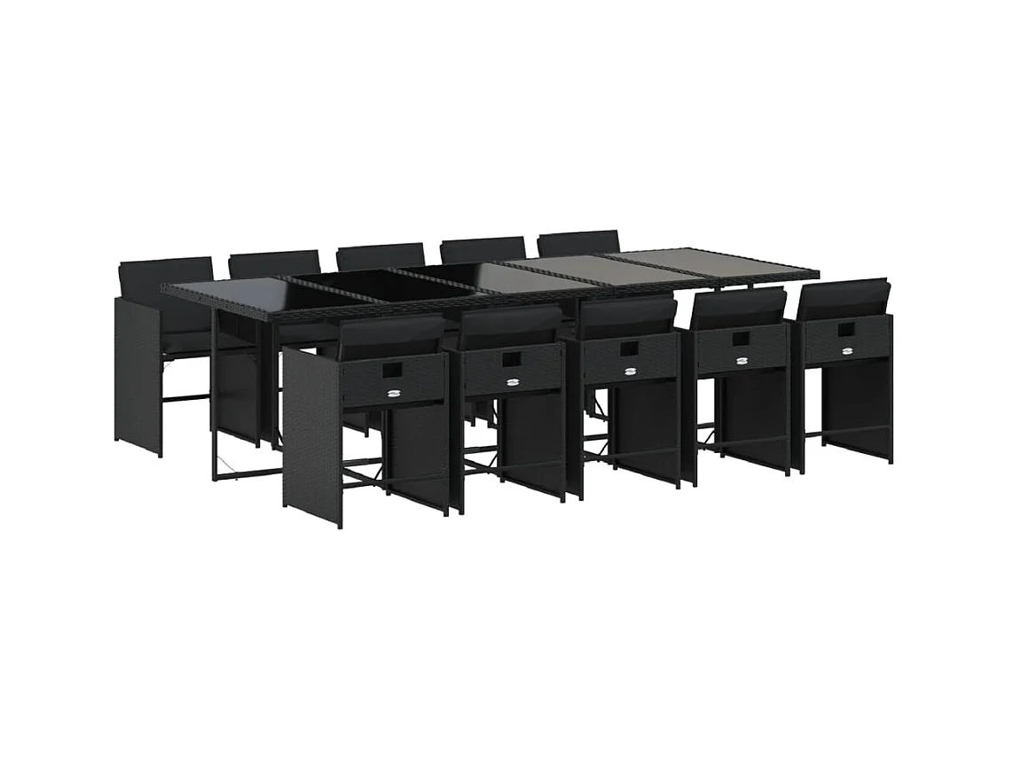 Heeswijk-Dinther  11-delige Tuinset met kussens poly rattan zwart