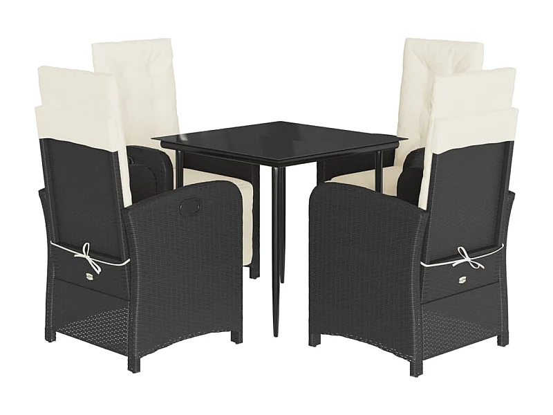 Issy-les-Moulineaux  5-delige Tuinset met kussens poly rattan zwart