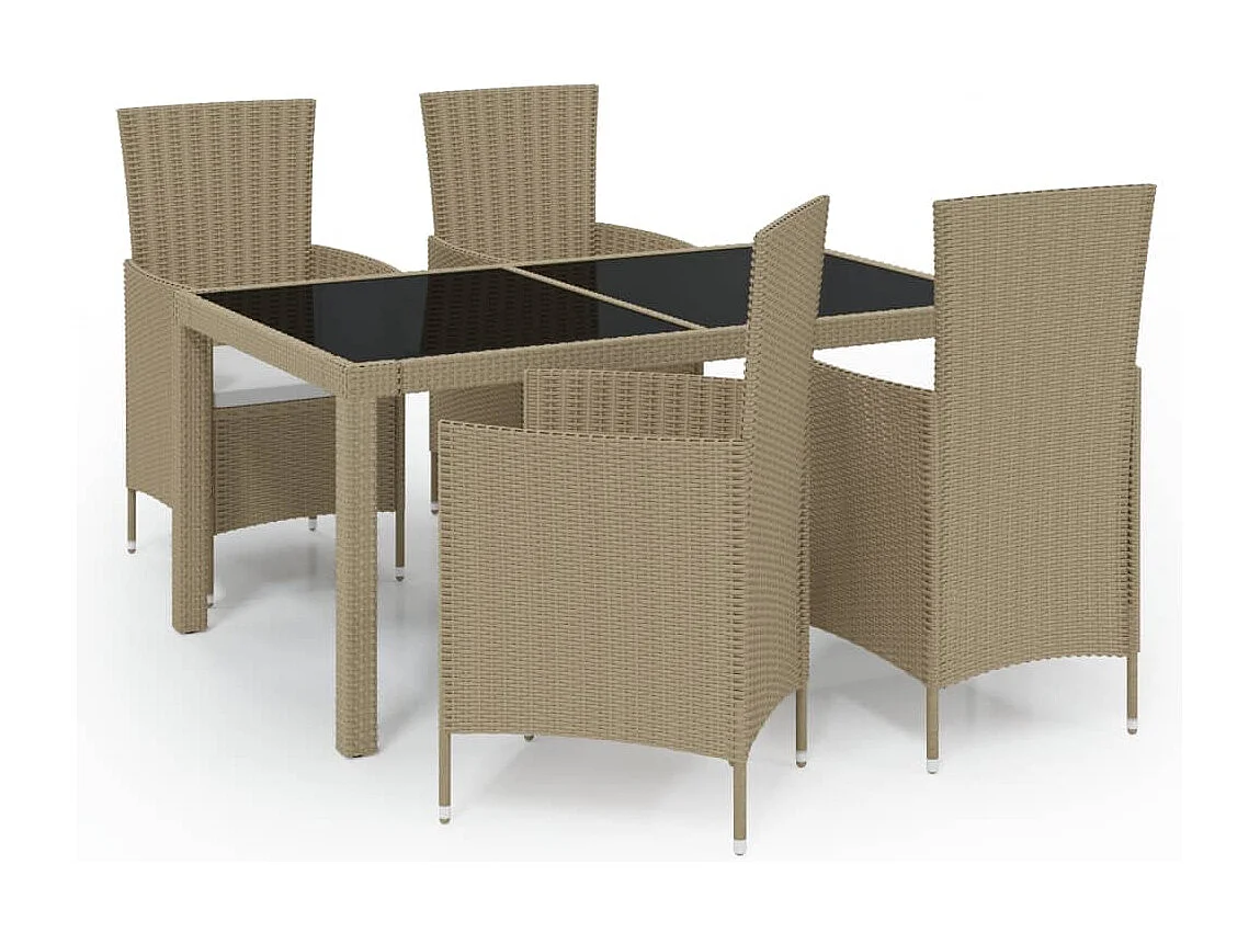 Prolenta Premium -  Ensemble à manger d'extérieur 5 pcs coussins Résine tressée