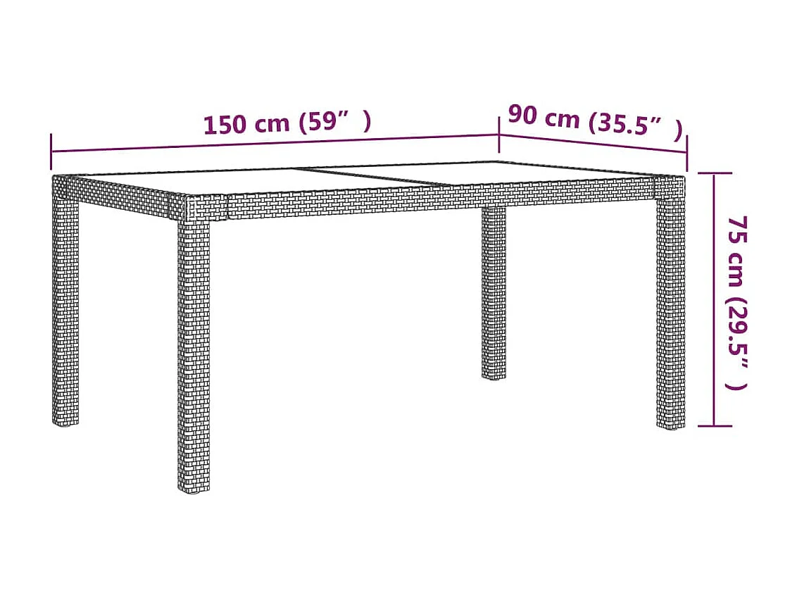 Prolenta Premium -  Ensemble à manger d'extérieur 5 pcs coussins Résine tressée