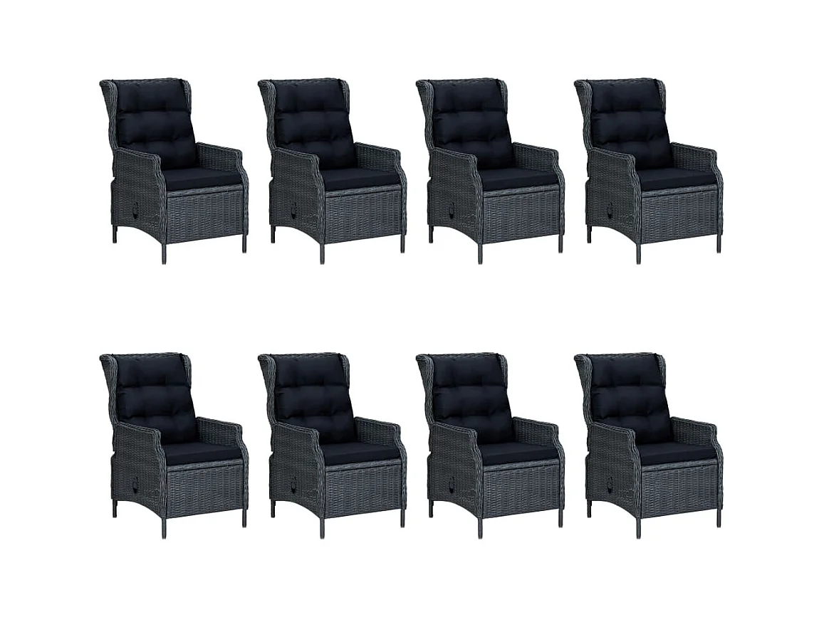 Saint-Denis  Ensemble à manger d'extérieur 9pcs et coussins rotin gris foncé