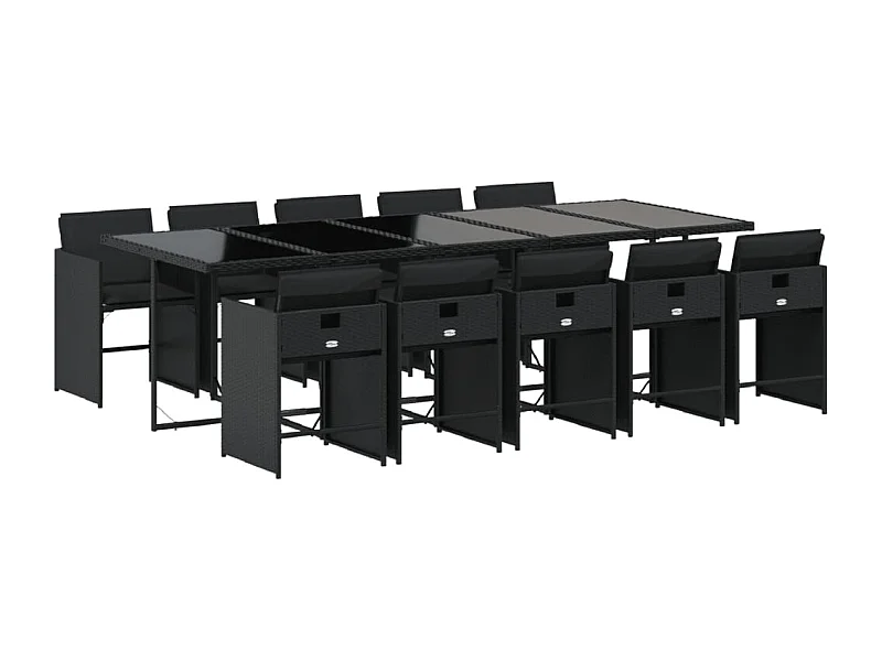 Zele  11-delige Tuinset met kussens poly rattan zwart