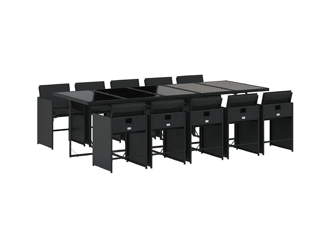 Zele  11-delige Tuinset met kussens poly rattan zwart