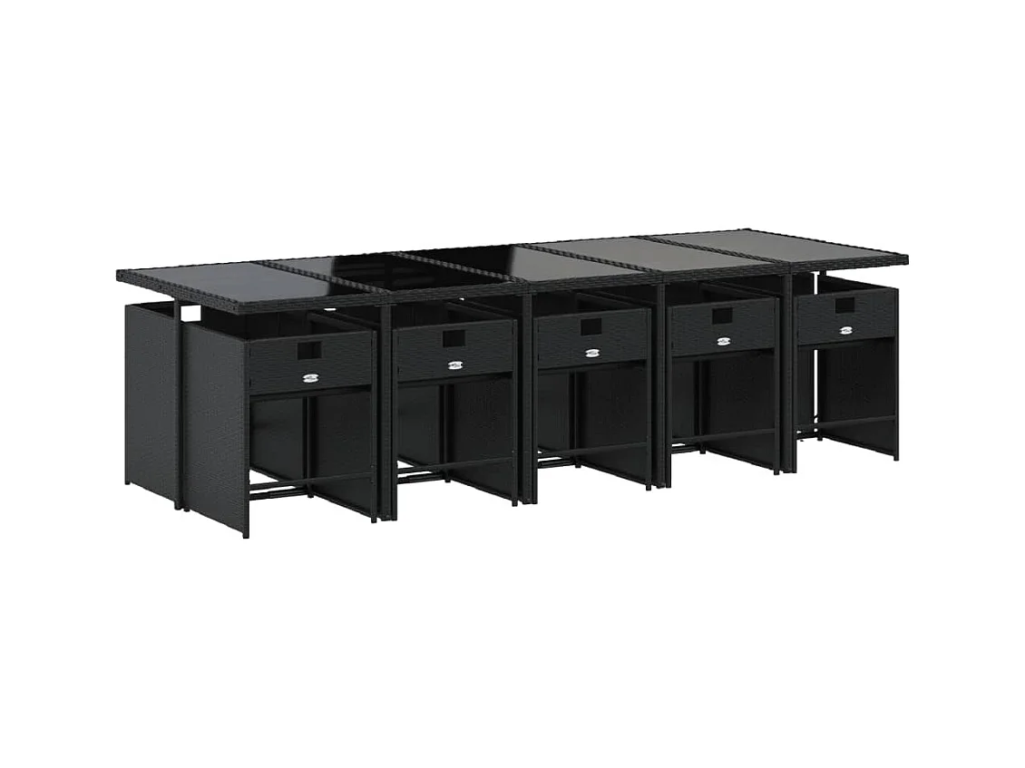 Zele  11-delige Tuinset met kussens poly rattan zwart