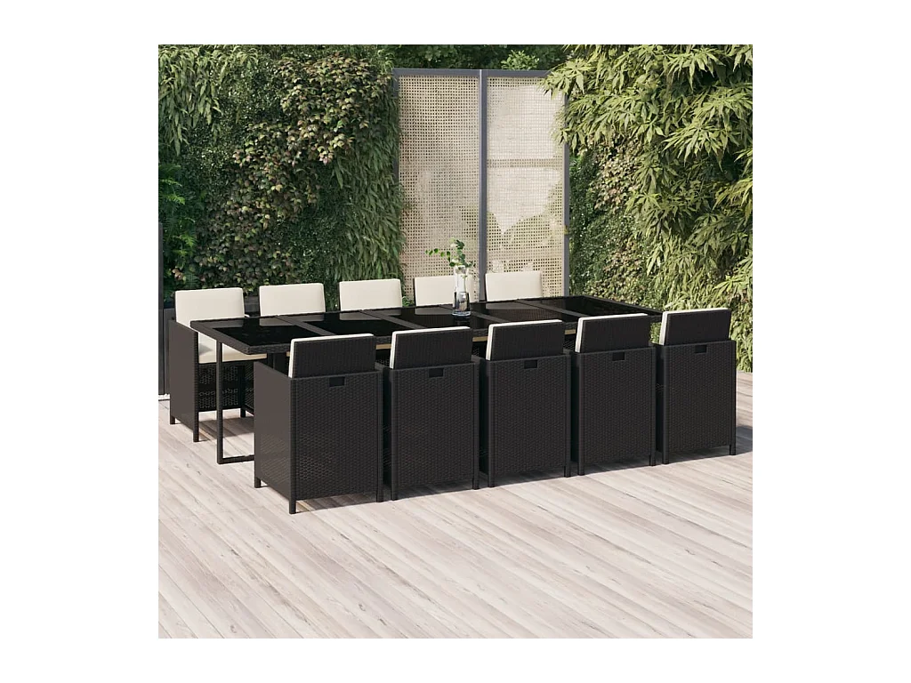 Niek  11-delige Tuinset met kussens poly rattan zwart