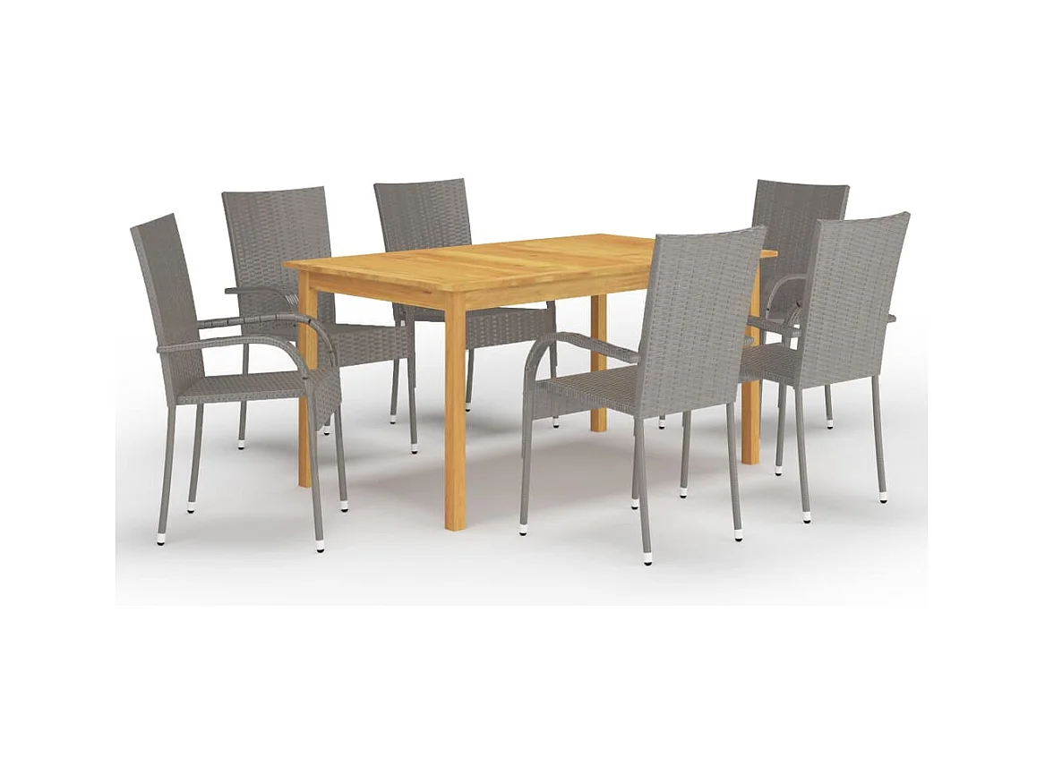 Asli  Ensemble à manger de jardin 7 pcs Gris