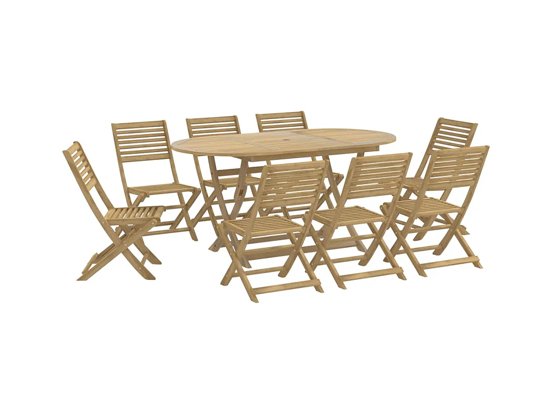 Halmstad  Juego de comedor de jardín 9 piezas madera maciza de acacia