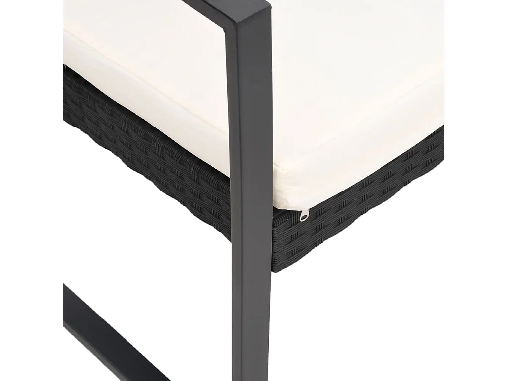 Marie-Philomène  Ensemble à manger de jardin avec coussins 3 pcs noir rotin PP