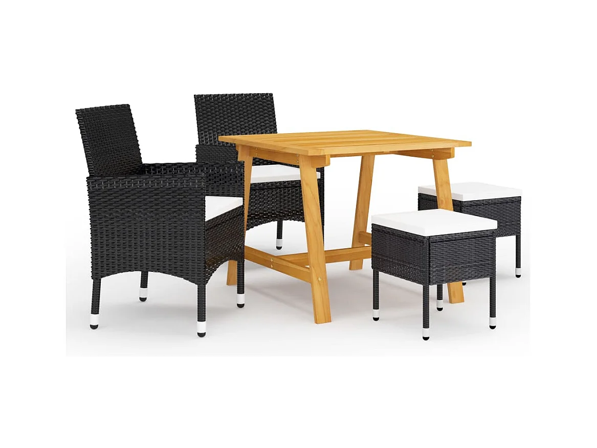 Danesrath  Ensemble à manger de jardin 5 pcs Noir